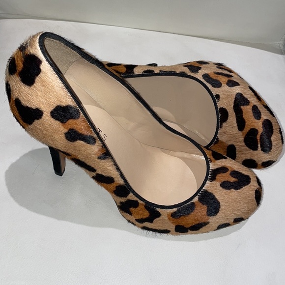 Talbots Brown Black Leopard Real Calf Hair Skyla Pumps sz 8 heels sexy Like NEW - Picture 4 of 9